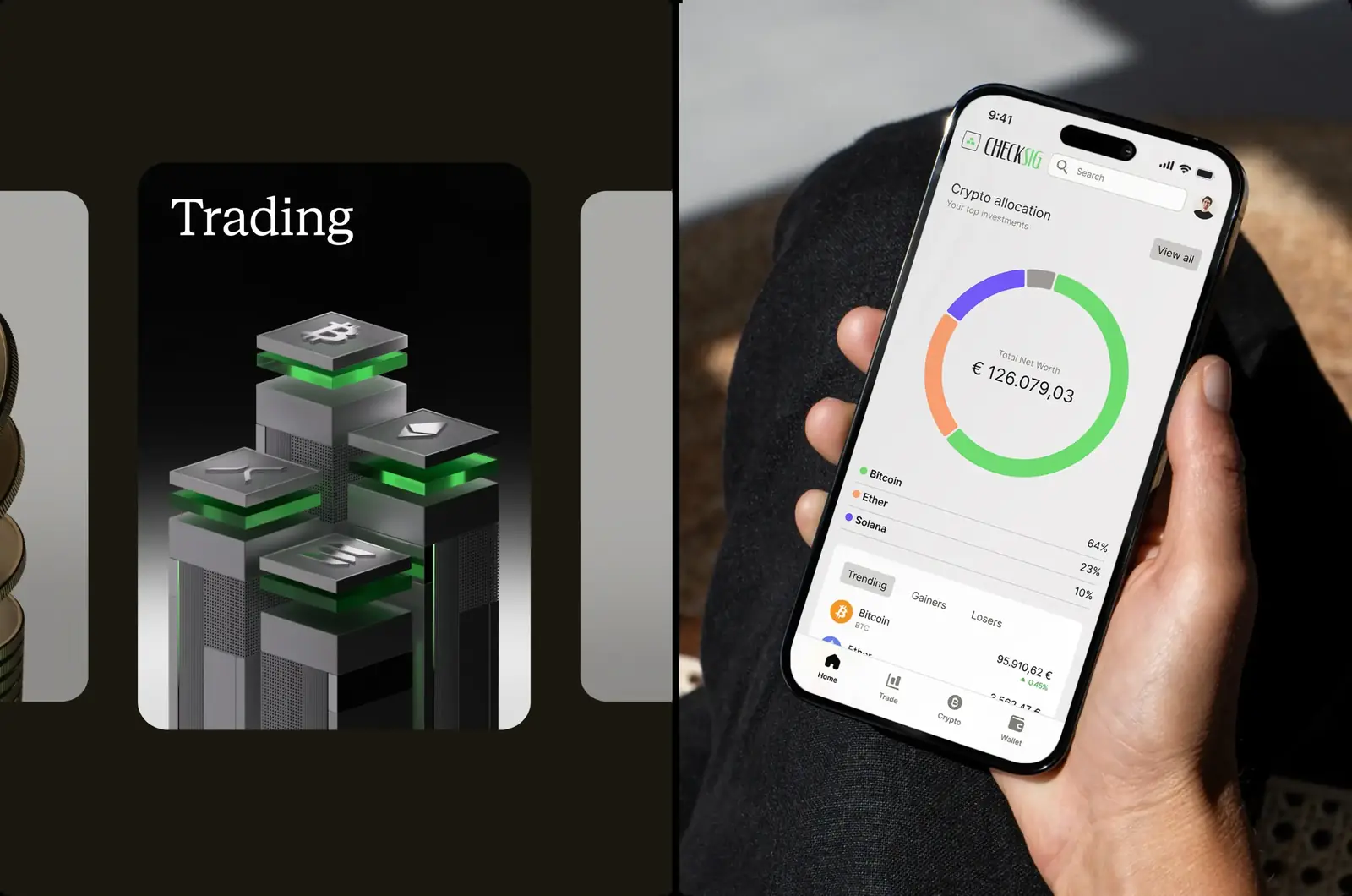 Render 'Trading' e app CheckSig su smartphone