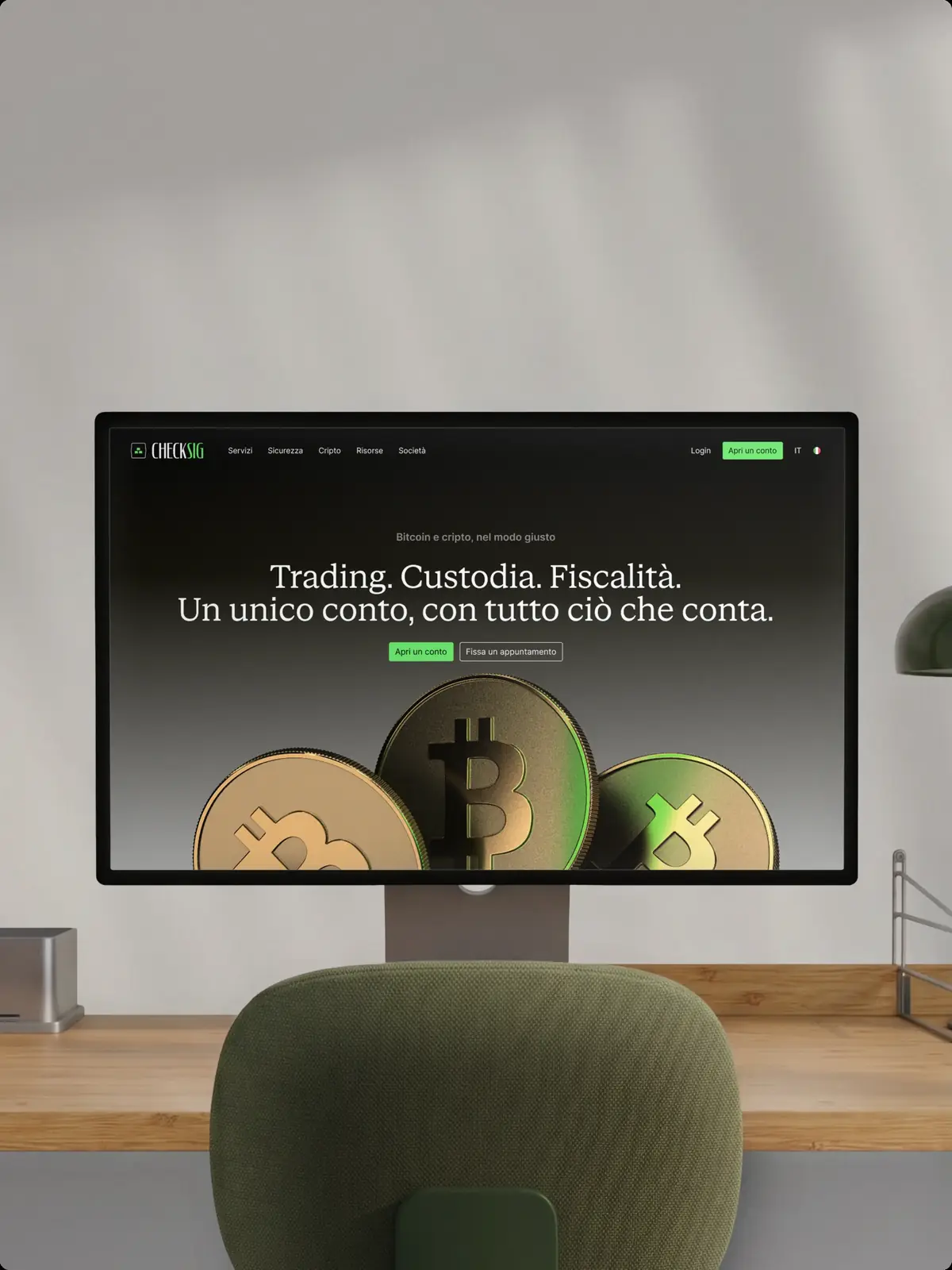 Homepage CheckSig su desktop con la nuova identità visiva
